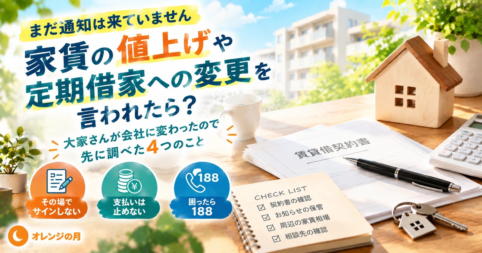 家賃の値上げや定期借家への変更を言われたら？ 先に調べた4つのこと