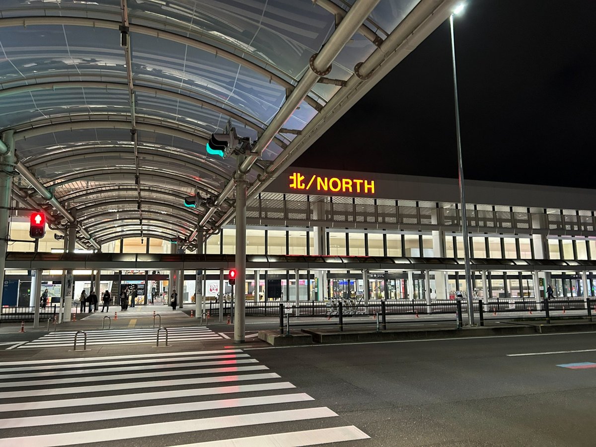 伊丹空港 北ターミナルの正面と横断歩道